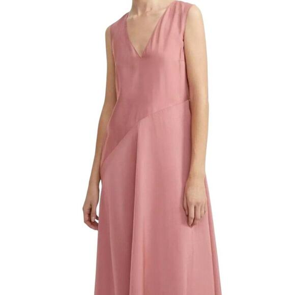 Theory 90s V-Neck Maxi Dress Dusty Carnation Size 4 Excellent Condition - Picture 11 of 12